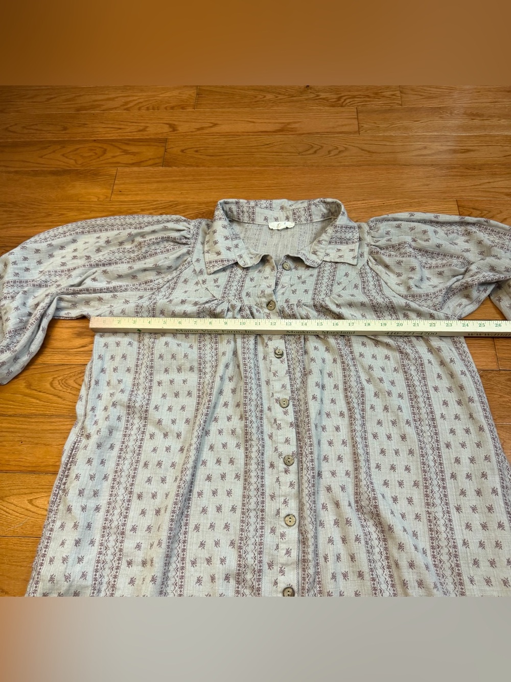 Easel Cotton Gauze Button-Down Cottagecore Dress - Picture 6 of 8